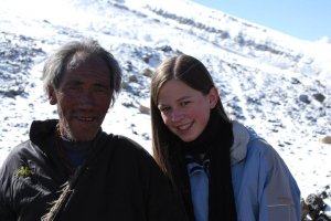 Bethany with a Tibetan nomad
